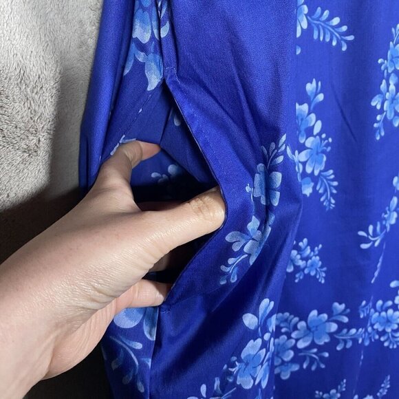 Dreams Co Dress Women's Plus 2X Hawaiian Mumu Nightgown Blue Floral Aloha Summer - Picture 6 of 11